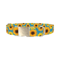 Sunflower Floral Dog Collar - metal silver