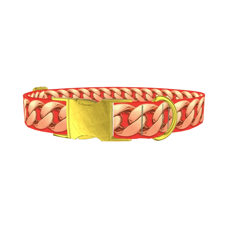 Rose Gold Chain Dog Collar - metal gold