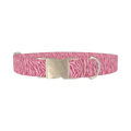Pink Zebra Stripe Dog Collar - metal silver