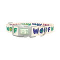 Woof Paw Print Dog Collar - plastic silver