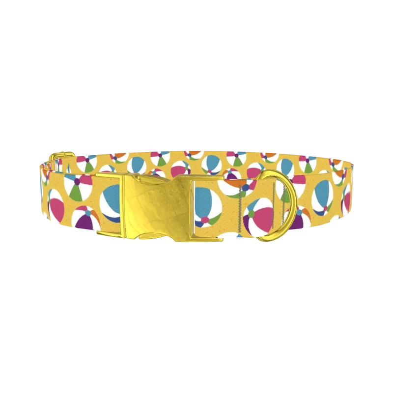 Beach Ball Dog Collar - metal gold
