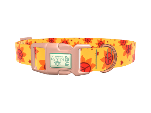 Peace Symbol Sunflower Dog Collar
