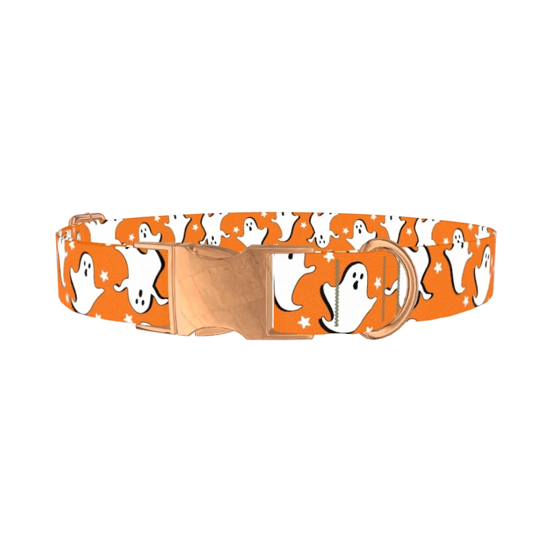 Halloween Ghost Stars Dog Collar - metal rose gold