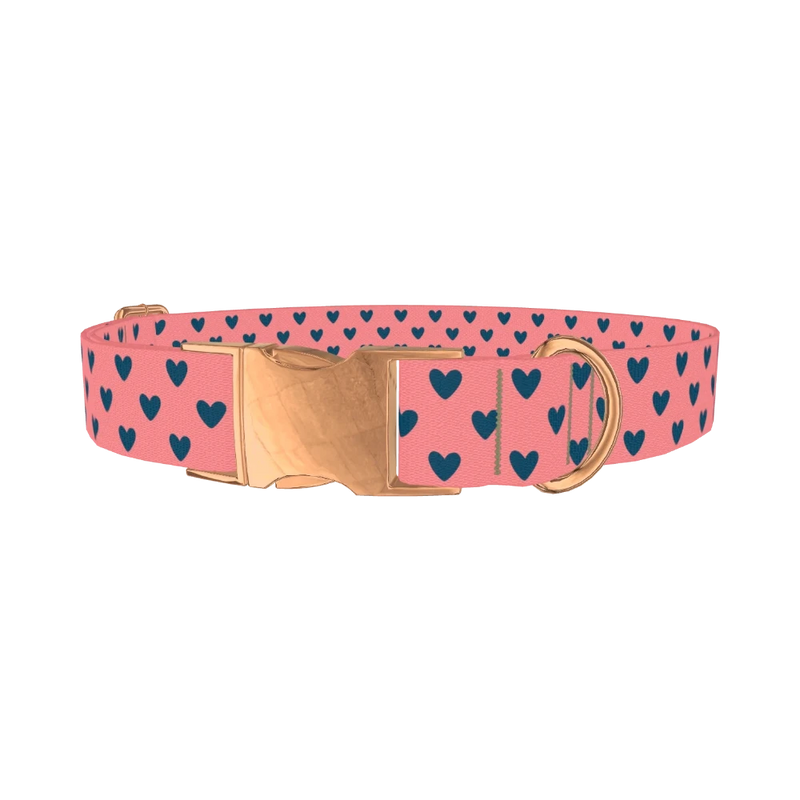 Sapphire Heart Dog Collar - metal rose gold