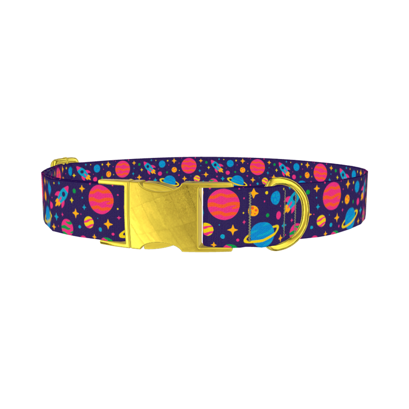 Cosmic Space Dog Collar - metal gold