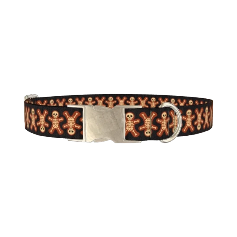 Gothic Gingerbread Dog Collar - metal silver
