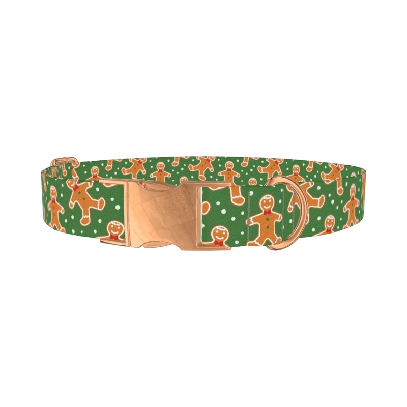 Gingerbread Cookie Dog Collar - metal rose gold