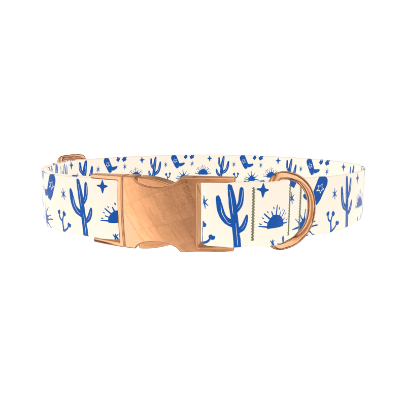 Western Desert Scene Dog Collar - metal silver
