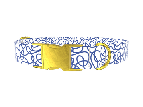 Geometric Blue Lines Dog Collar