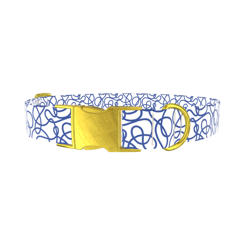 Geometric Blue Lines Dog Collar