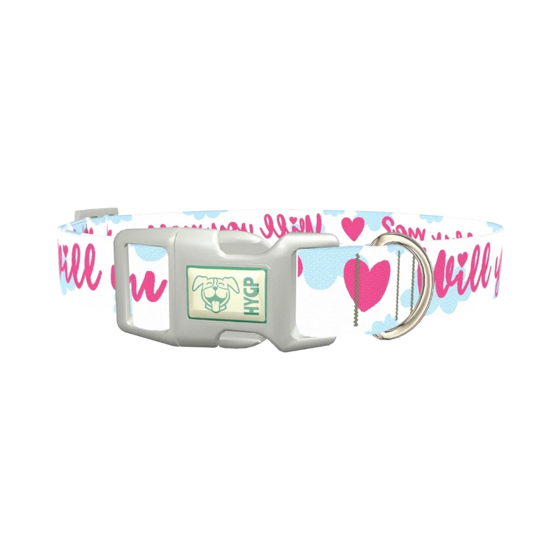 Romantic Heart Dog Collar - plastic silver