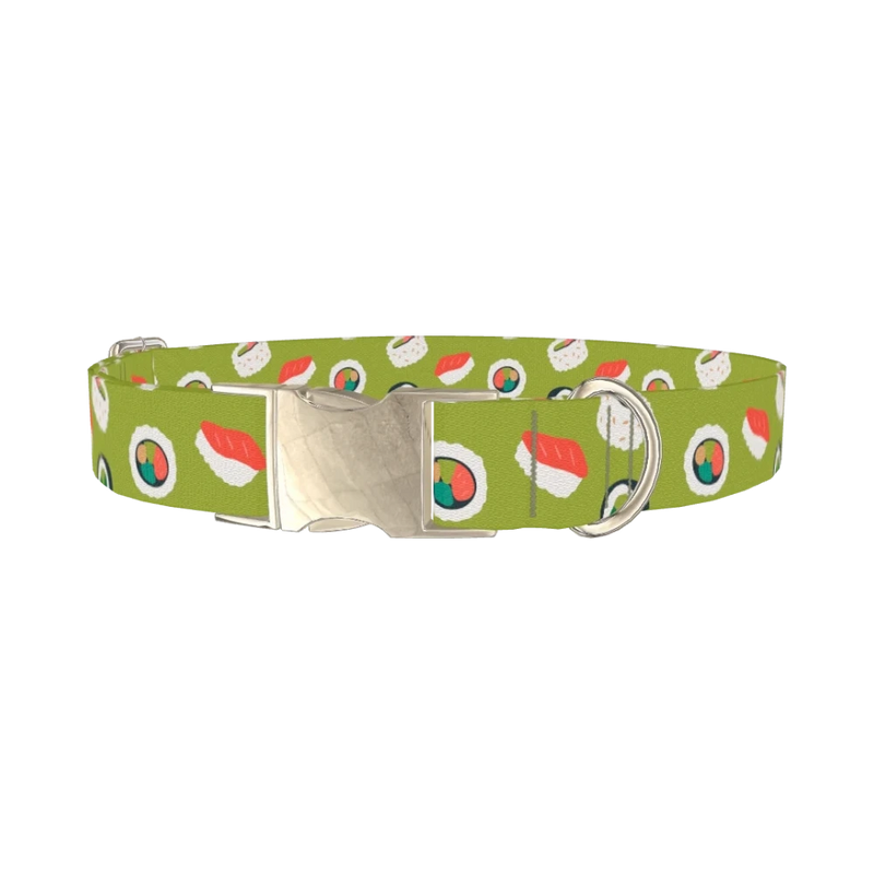Sushi Pattern Dog Collar - metal silver