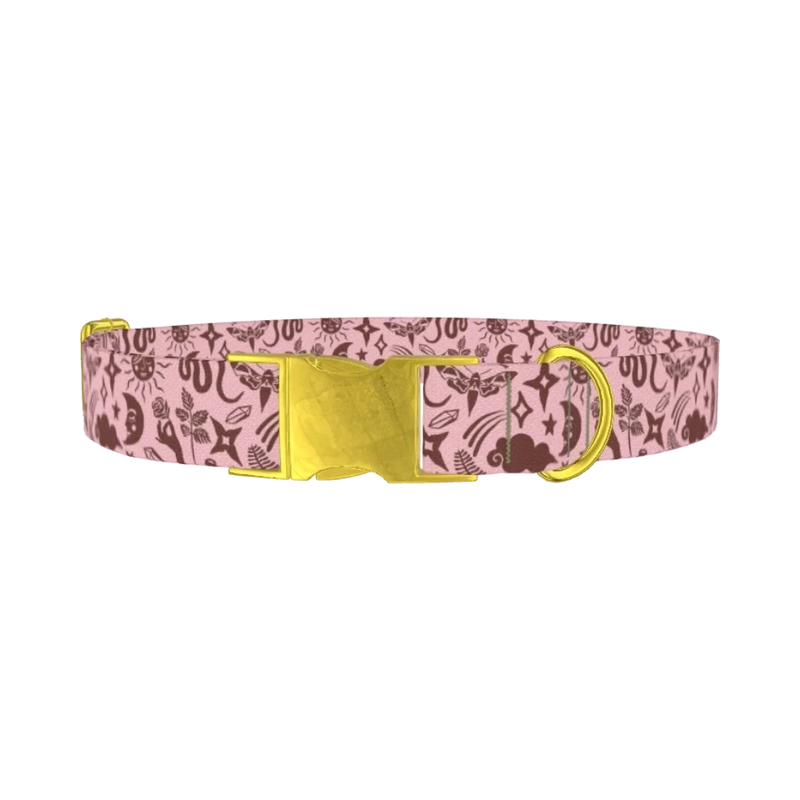 Mystical Nature Dog Collar - metal gold