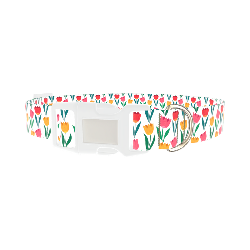 Colorful Tulip Dog Collar - plastic silver