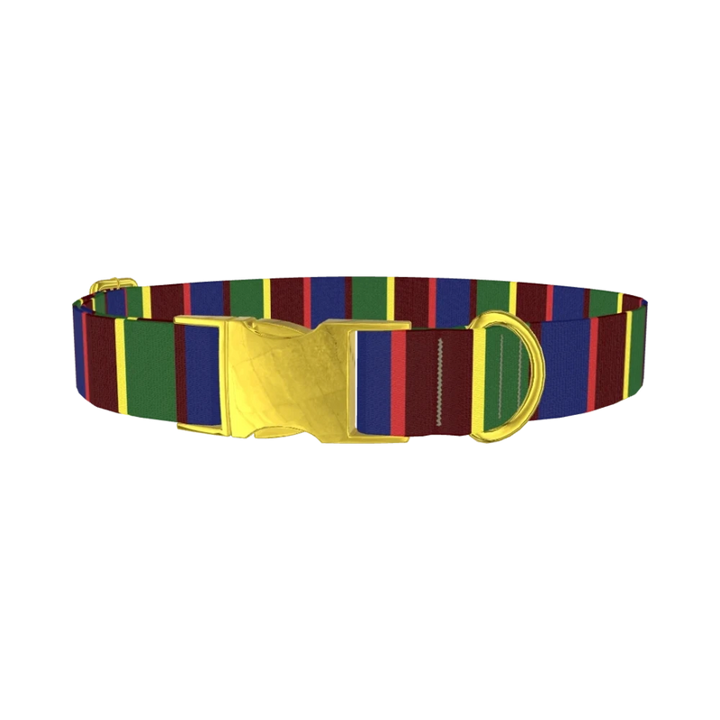 Striped Pattern Dog Collar - metal gold