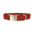 Rhombus Christmas Plaid Dog Collar - metal silver