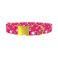 Pink Halloween Graveyard Dog Collar - metal gold