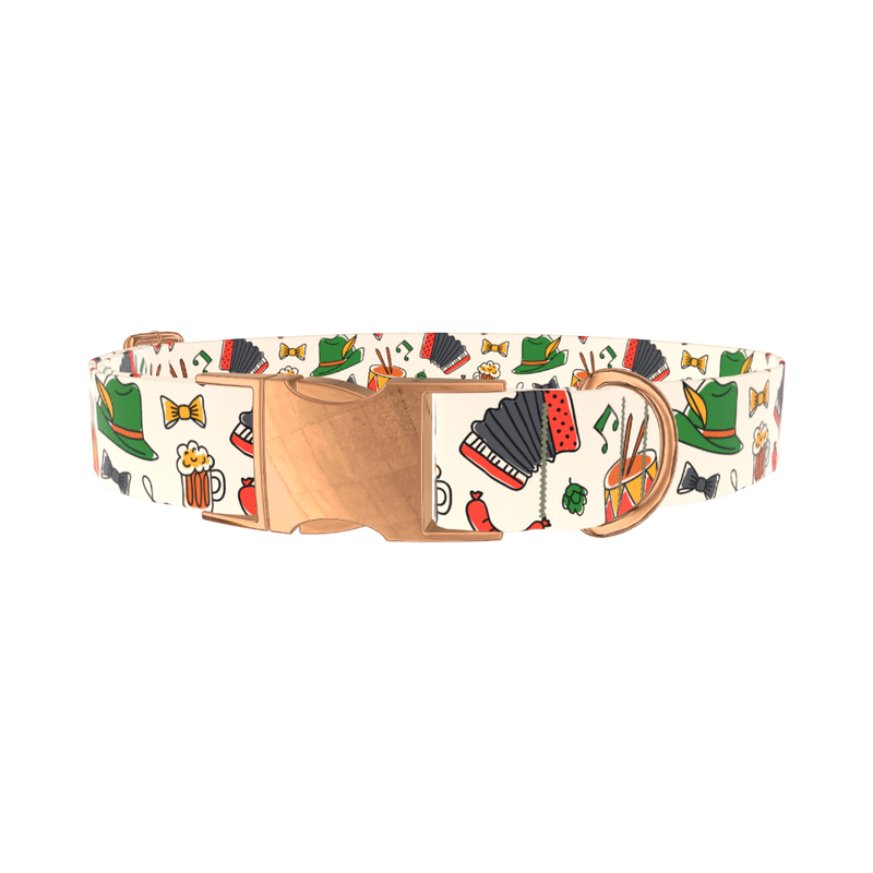 Oktoberfest Music Dog Collar - metal silver