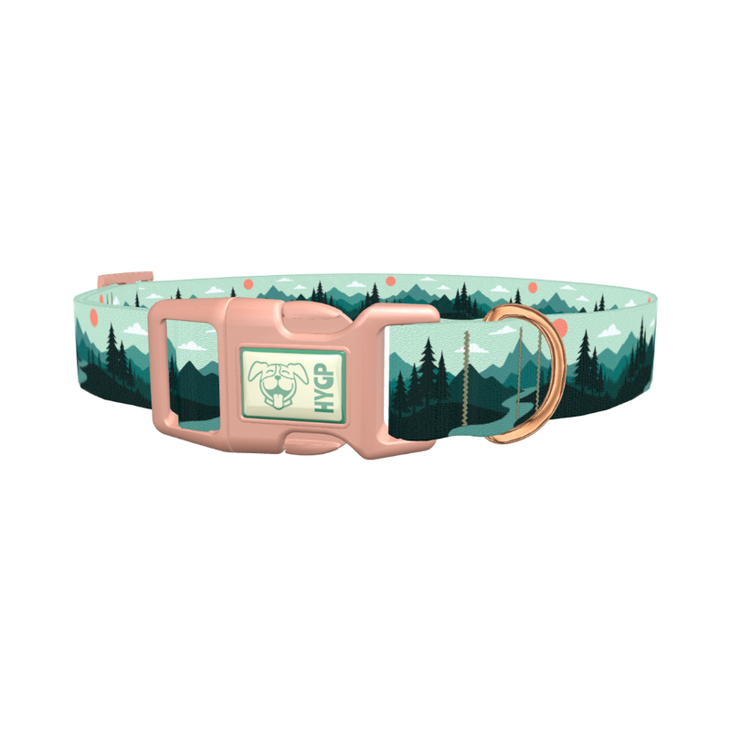 Forest Mountain Dog Collar - plastic rose gold