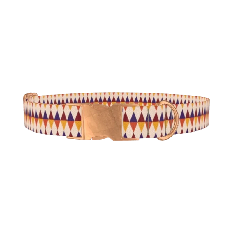 Geometric Rhombus Dog Collar - metal rose gold