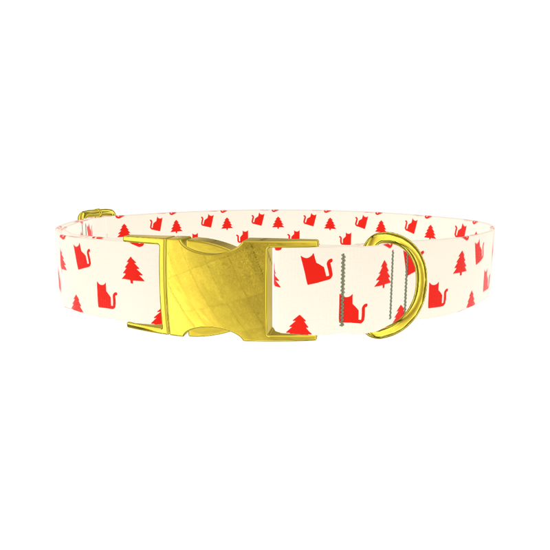 Christmas Cat Dog Collar - metal gold