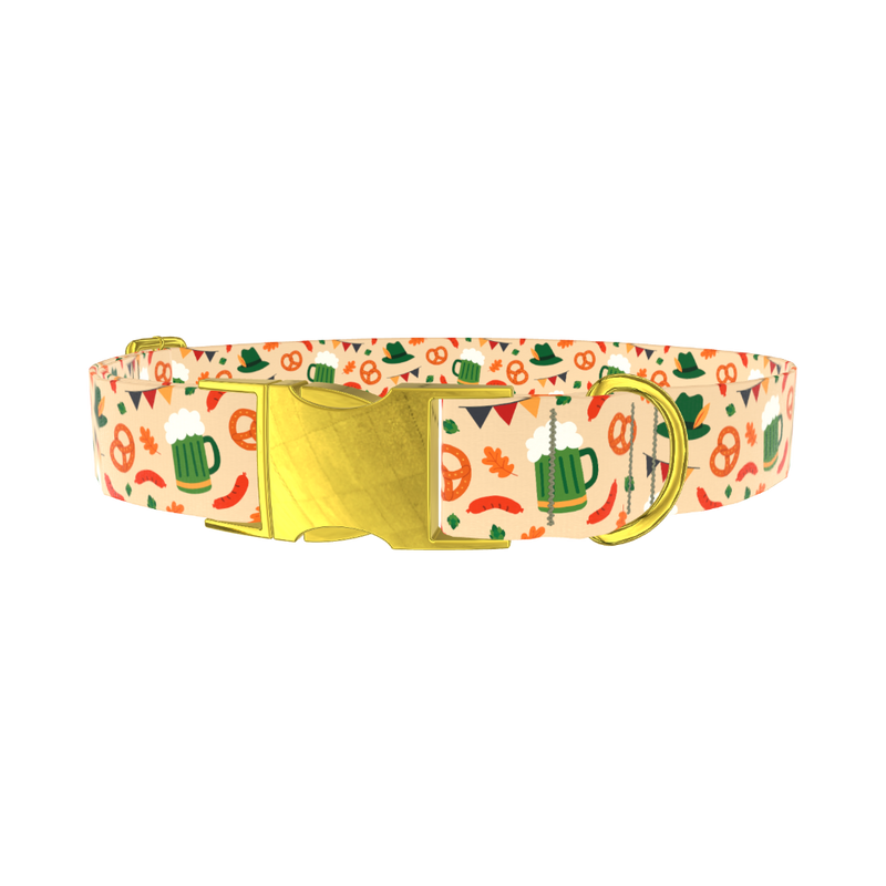 Oktoberfest Beer Dog Collar - metal rose gold
