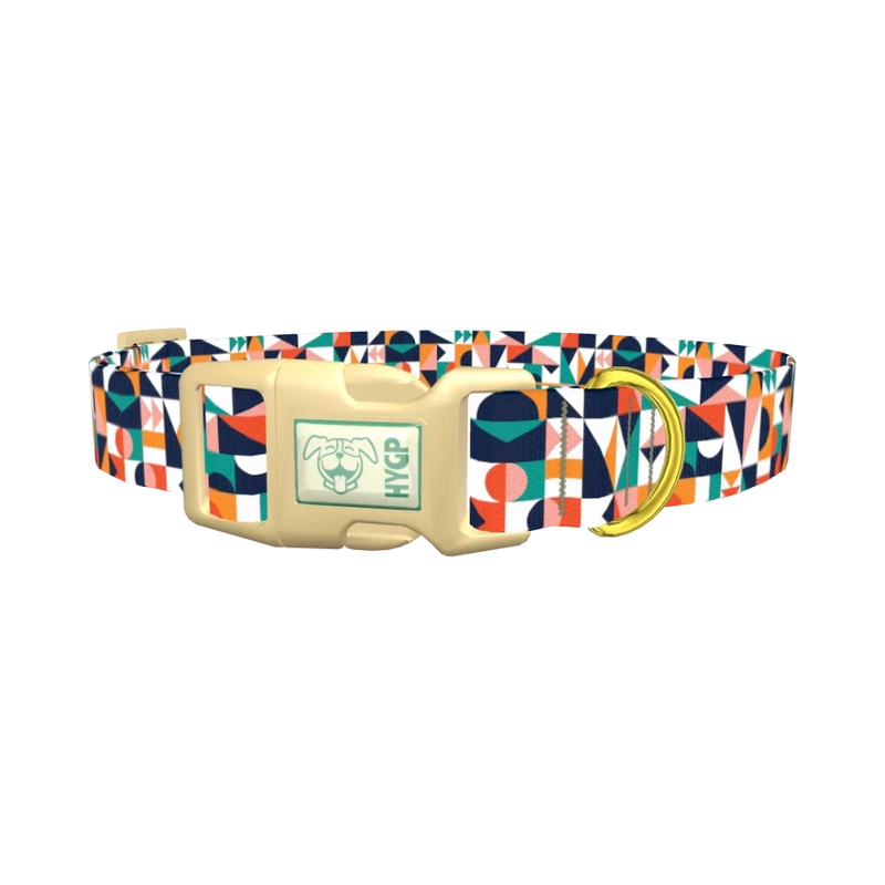 Colorful Geometric Shapes Dog Collar - plastic gold