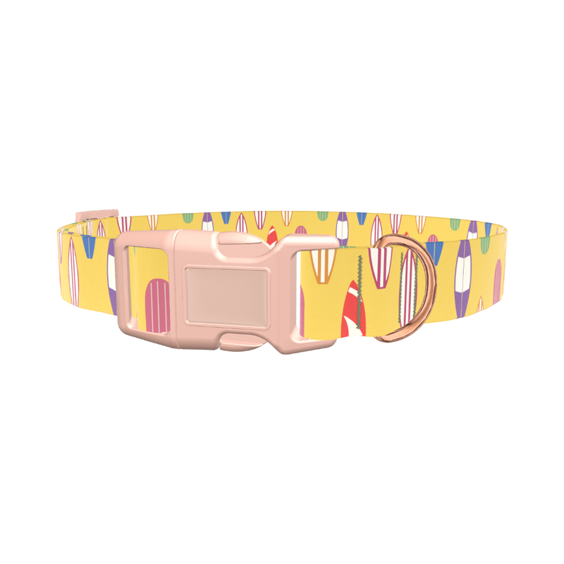 Surfboard Beach Dog Collar - plastic gold