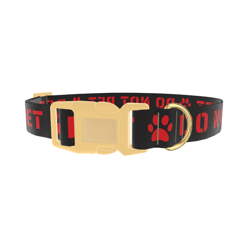 Warning Sign Dog Collar - plastic gold