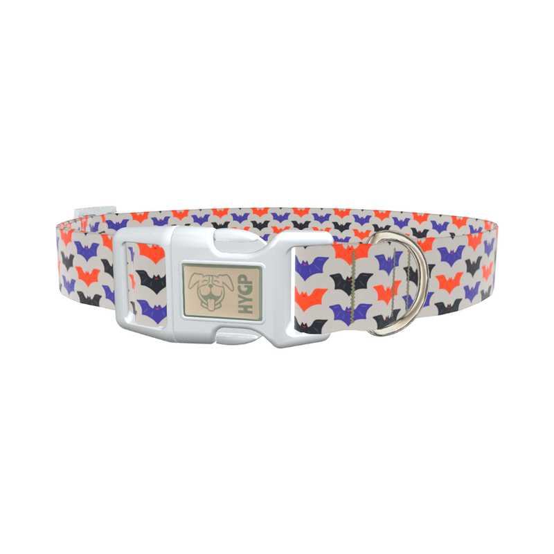 Colorful Bat Pattern Dog Collar - plastic gold