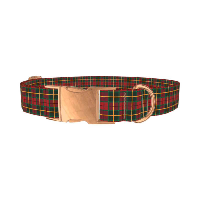 Cross Plaid Dog Collar - metal rose gold
