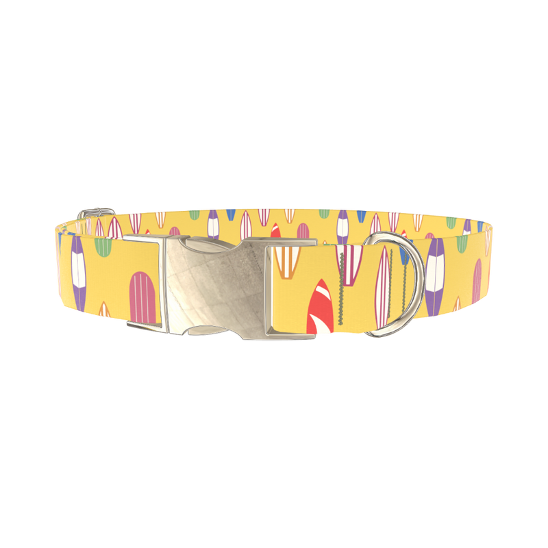Surfboard Beach Dog Collar - metal gold