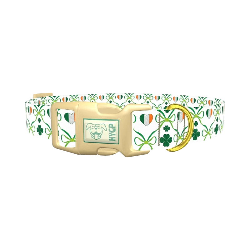 Clover Bow Dog Collar - plastic gold