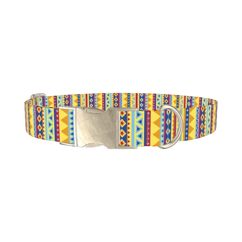 Geometric Stripe Dog Collar - metal silver