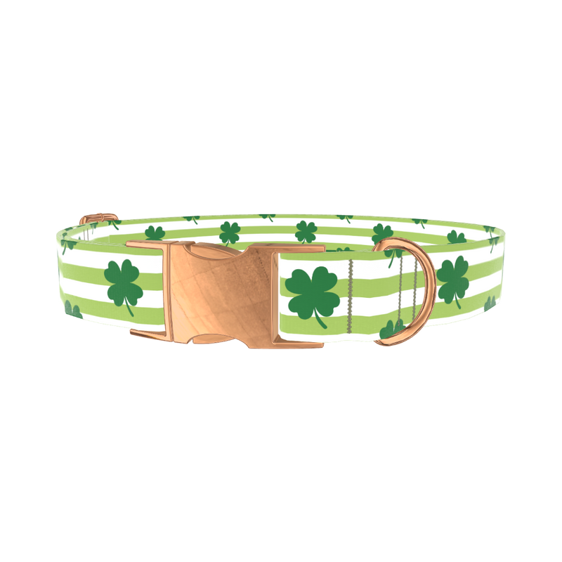 Clover Stripe Dog Collar - metal silver