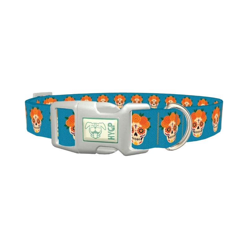 Day of the Dead Dog Collar - plastic silver