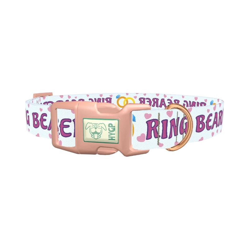 Wedding Ring Heart Dog Collar - plastic rose gold
