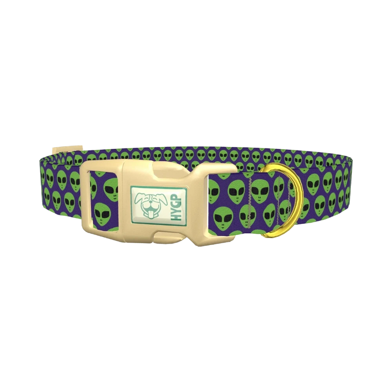 Alien Head Dog Collar - plastic gold