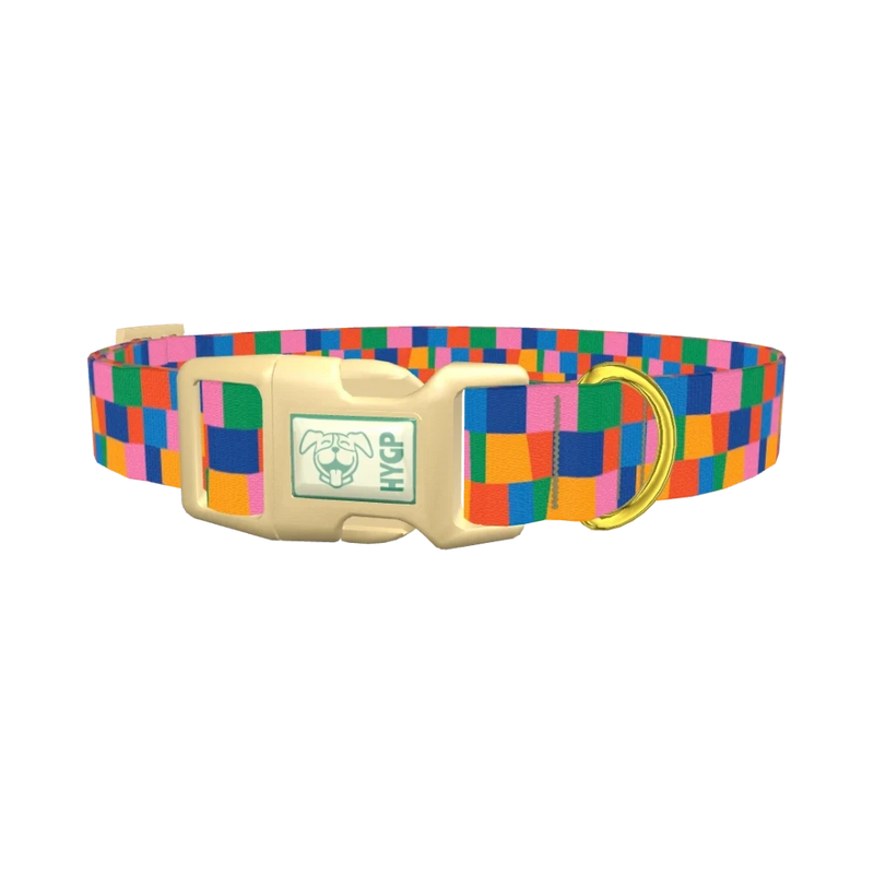 Geometric Rectangle Dog Collar - plastic gold