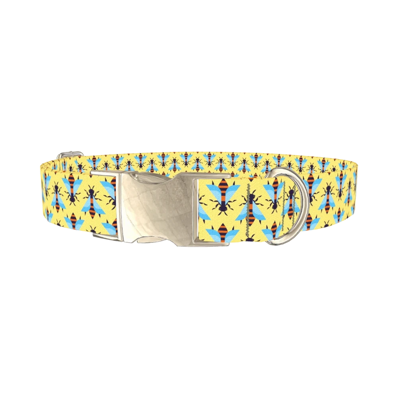 Stylized Bee Dog Collar - metal silver