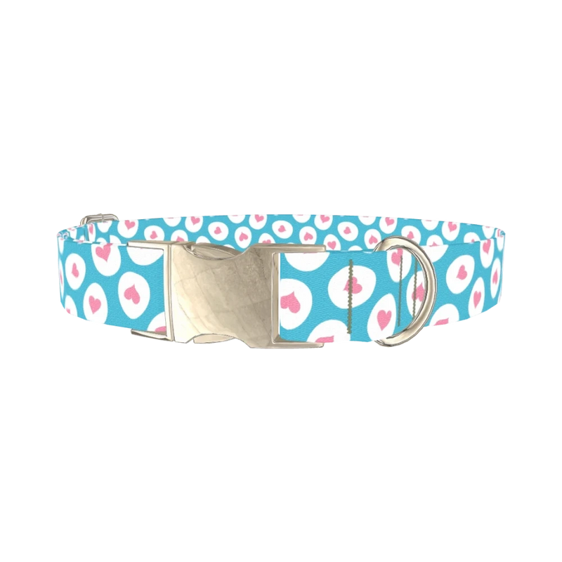 Easter Egg Heart Dog Collar - metal silver