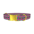 Alien Pattern Dog Collar - metal gold
