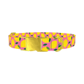 Pink Lemon Pattern Dog Collar - metal gold
