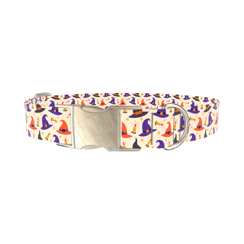 Halloween Witch Hat Dog Collar - metal gold