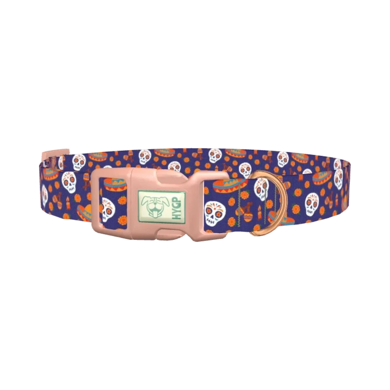 Dia de Muertos Dog Collar - plastic rose gold