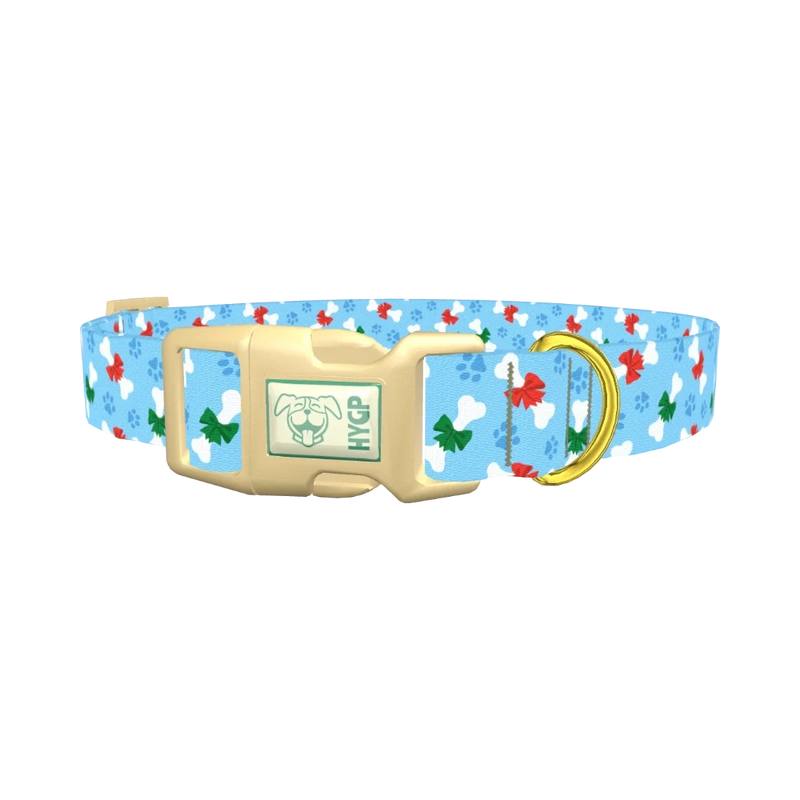 Christmas Bone Dog Collar - plastic gold