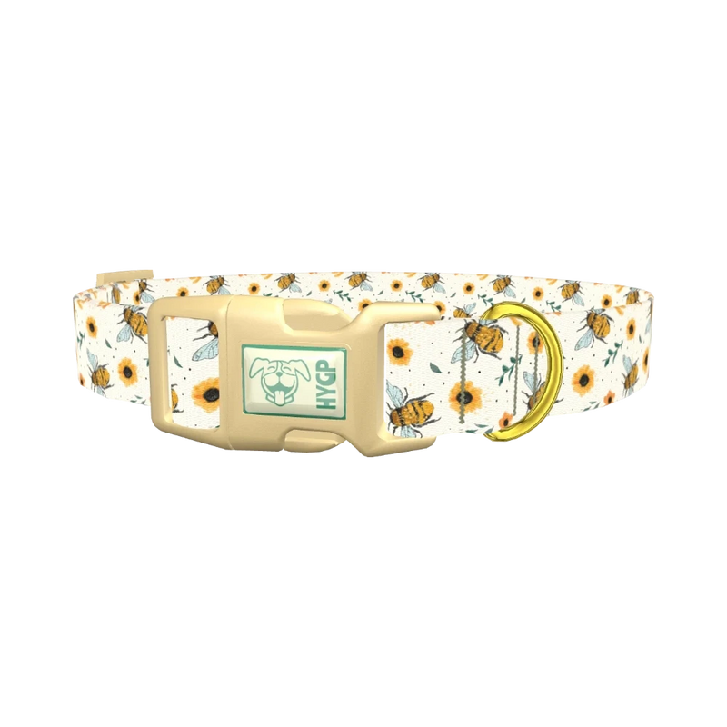 Bee and Sunflower Dog Collar - plastic gold