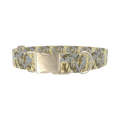 Yellow Grey Camo Dog Collar - metal silver