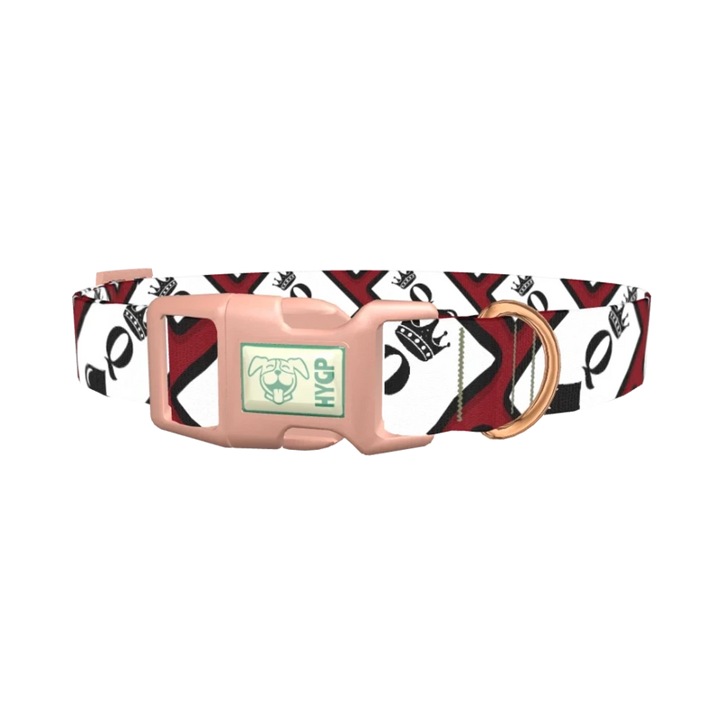 Red Playing Card Dog Collar - plastic rose gold