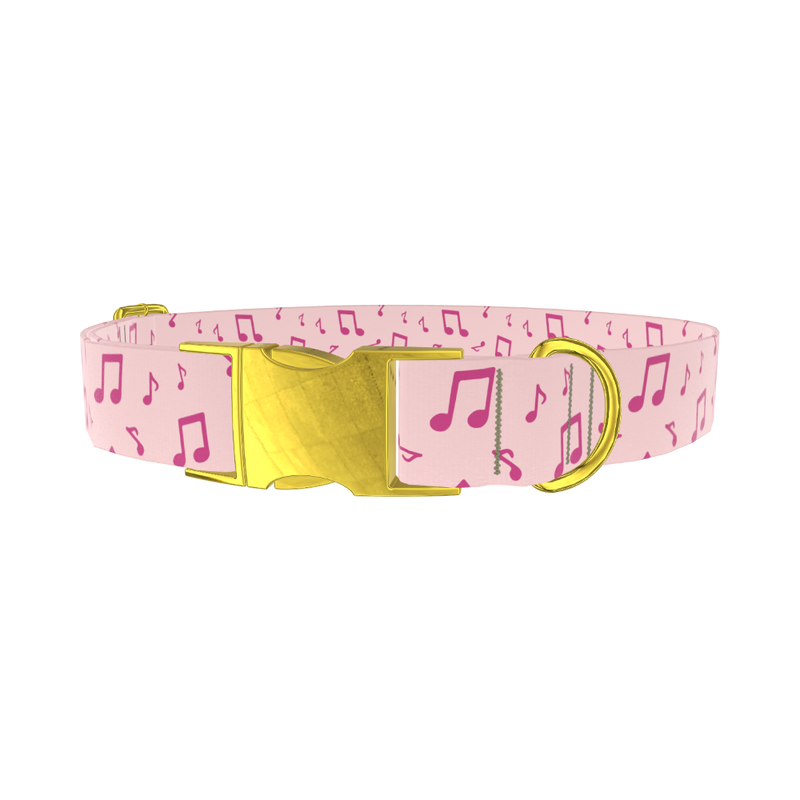 Musical Note Dog Collar - metal gold